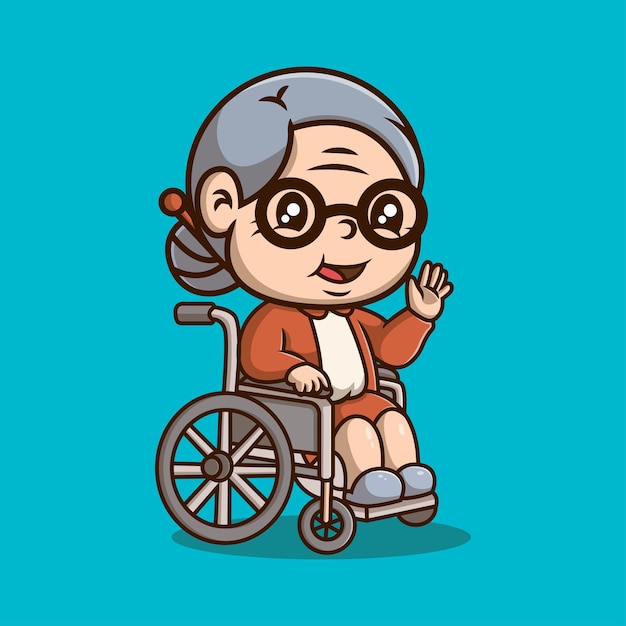 車椅子に乗っている年配の女性のイラスト - フリー素材集「イラストのっく」