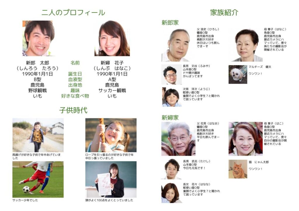 両家顔合わせ 結納 しおり プロフィール パンフレット 食事会 家族紹介 結婚 ブライダル 印刷 作成 進行 花柄 その他オーダーメイド注文前プロフ必読💍産休に入りました 通販 12121894Creema クリーマ