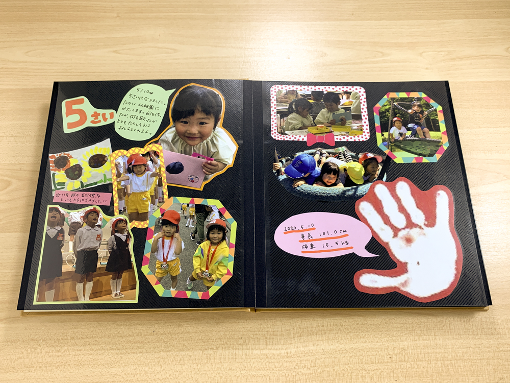 簡単だけどボリュームたっぷりの子供の成長思い出アルバム 手作りアルバムアルバムキッチン