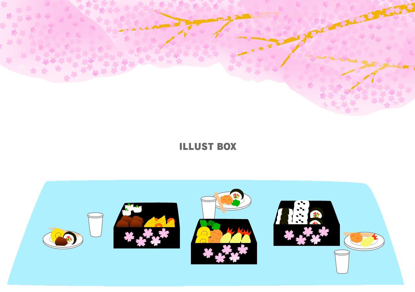 お花見の風景 お花見弁当 イラスト素材7454751- フォトライブラリ
