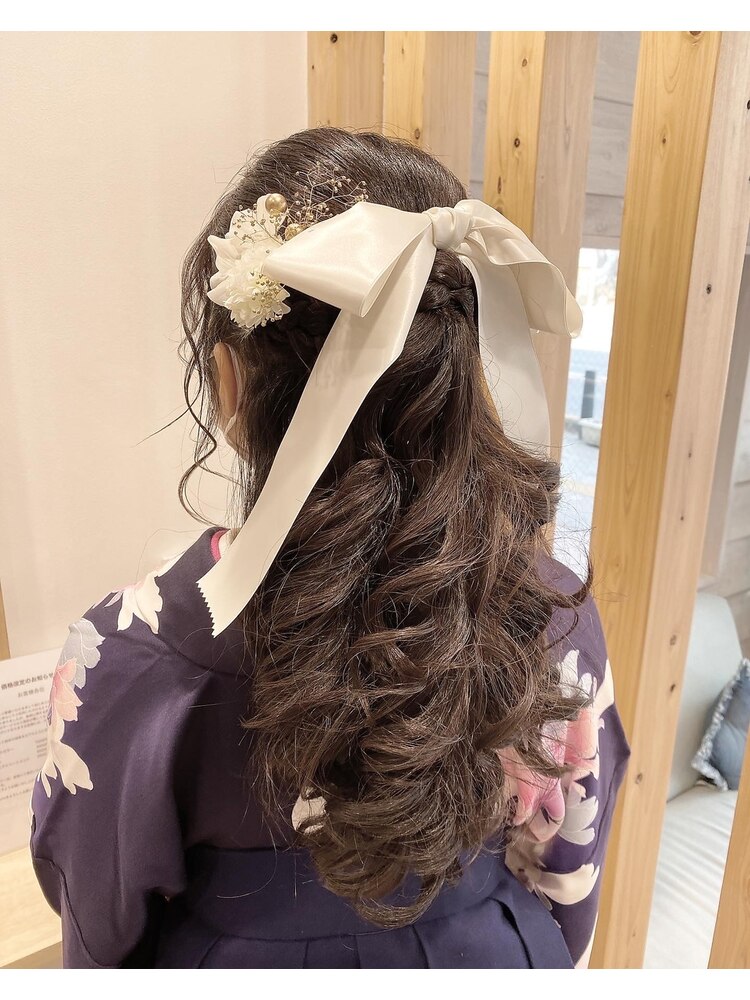 卒業式の着付けヘアセット 大きなリボンメインのふわふわハーフアップアレンジ︎ 5:45から早朝予GrandStory SHIBUYA所属・卒業式お呼ばれヘアセット︎ミキのヘアカタログ 20240315043939 ミニモ