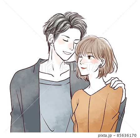 ほほを寄せ合う男女カップルのイラスト素材85636170- PIXTA