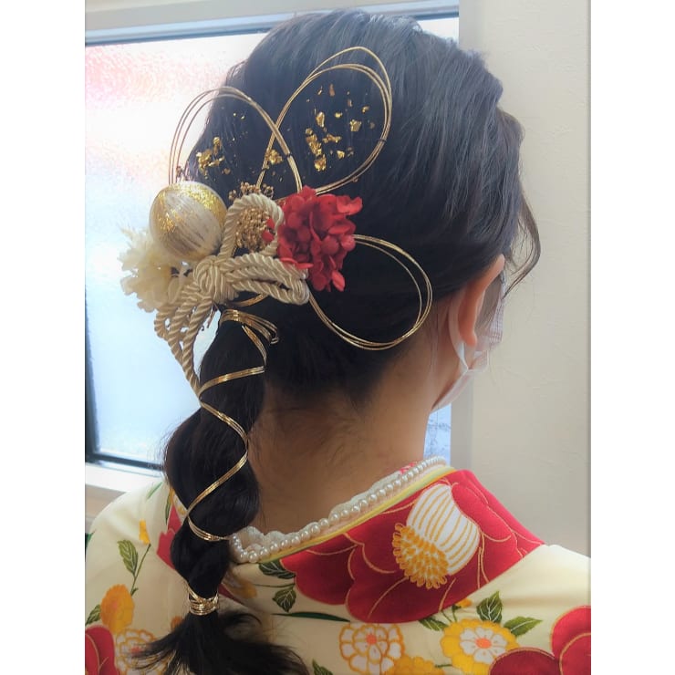 Lomeriロメリ 6色展開 水引アレンジの髪飾り ドライフラワー 成人式 卒業式