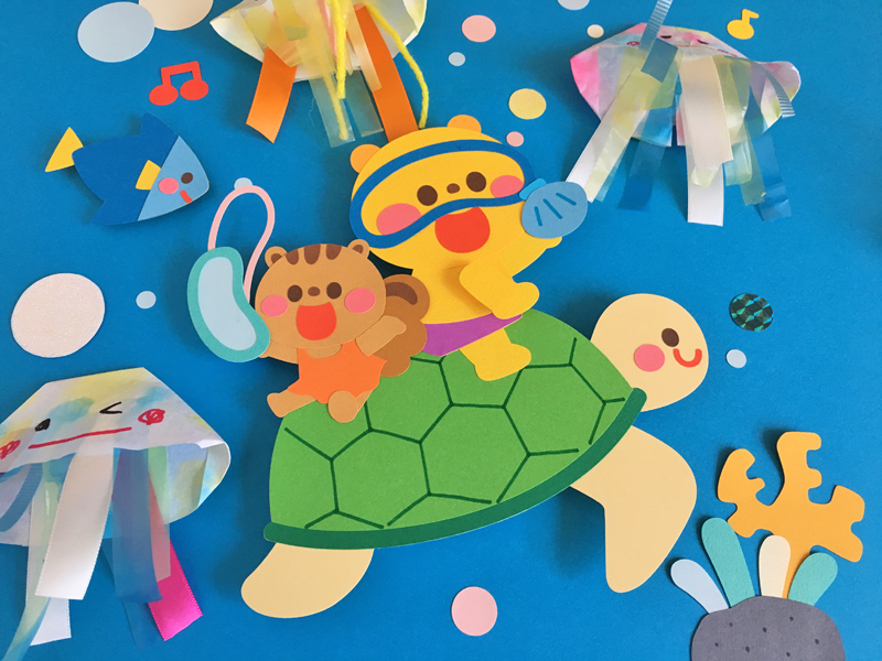 夏の壁面飾り「海の仲間たち」 - TOY-PEACE'S GALLERYminne byGMOペパボ 国内最大級のハンドメイド・手作り通販サイト