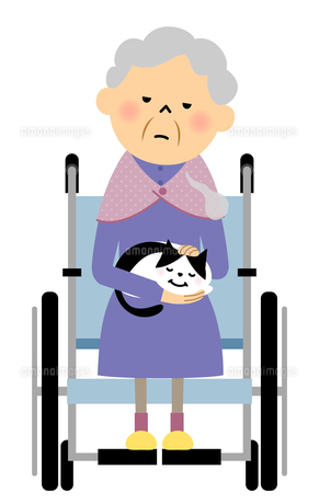 車椅子に乗る高齢者の女性のイラスト無料イラスト素材のillalet