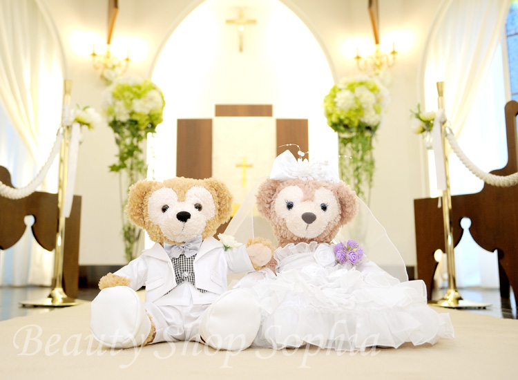 Amazon.co.jp: ダッフィー シェリーメイ ウエディング コスチューム スペシャルセット ぬいぐるみ別売 結婚式のウェルカムベアに☆ オリジナルハンドメイドコスチューム: おもちゃ