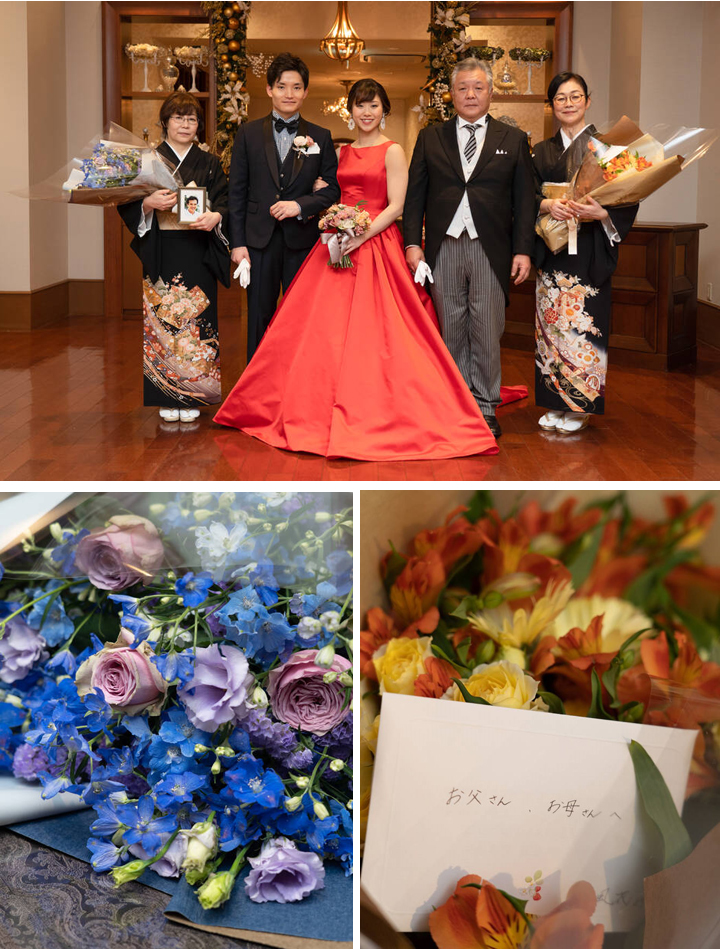 御両親への贈呈用の花一会 ウエディングの花