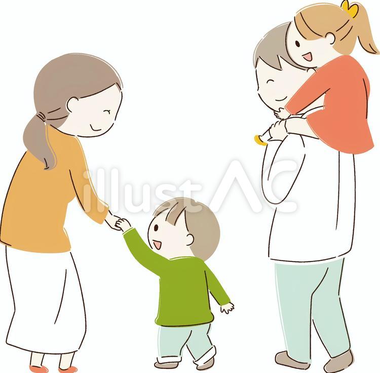 家族の後ろ姿イラストフリー素材透過、PNG画像、ベクトル、PSDと無料ダウンロード Pngtree