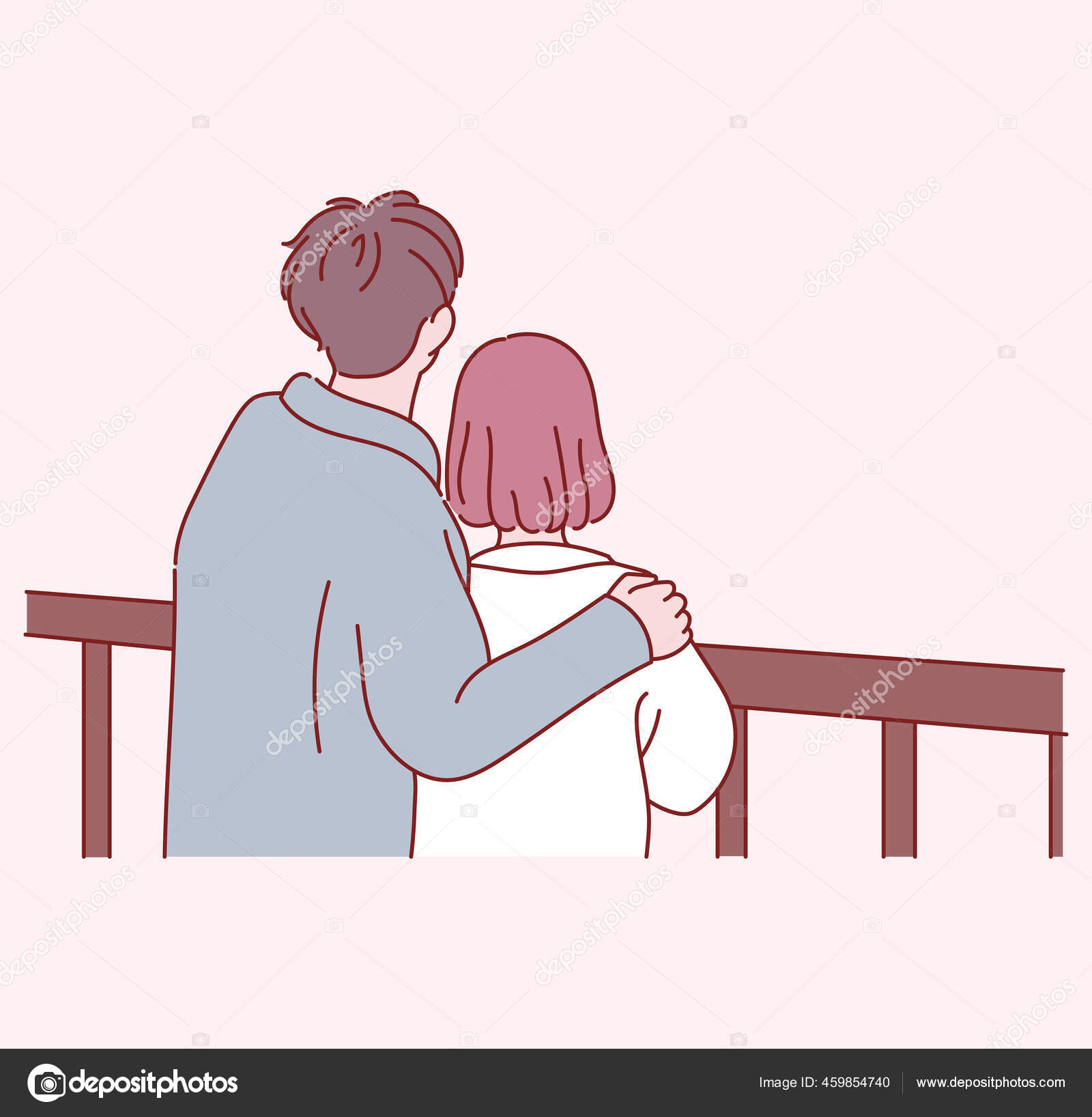 ハグカップル イラスト373 無料写真