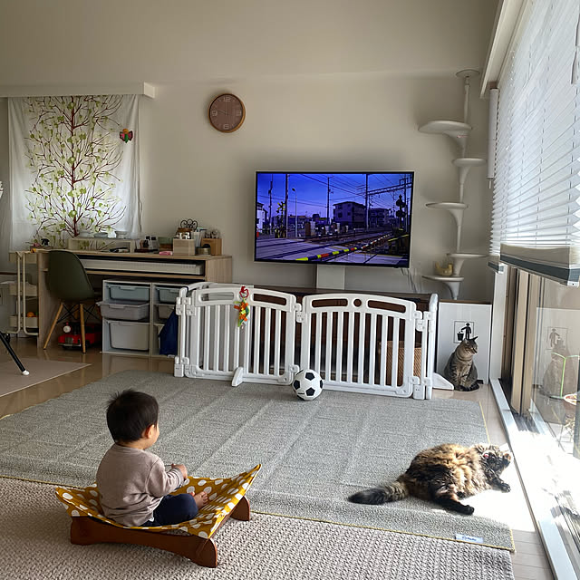 リビングで使ってる赤ちゃん布団を新しくしました☺️﻿ . ベビーベッドは買ってないので、日中はラグの上か布団の上でゴロゴロしてます。 ﻿今までお姉ちゃんが使ってたものに家にあったイブルをかけて使ってだけど、﻿最近新しいベビー布団セットにしました