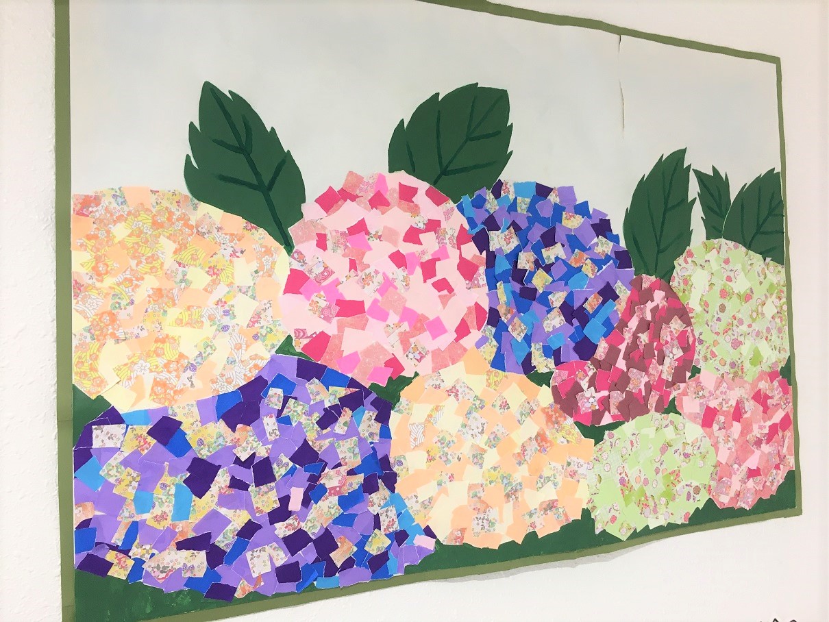 折り紙 アジサイのポップアップカードHydrangea Pop-up Card