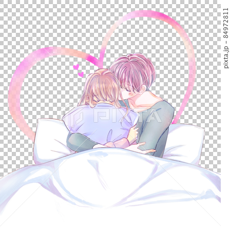 ベッドで寄り添うカップルのイラスト素材84972811- PIXTA