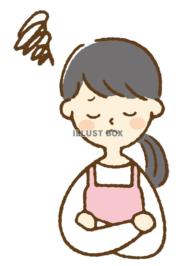 お金のやりくりに困っている主婦のイラストイラスト無料・かわいいテンプレート