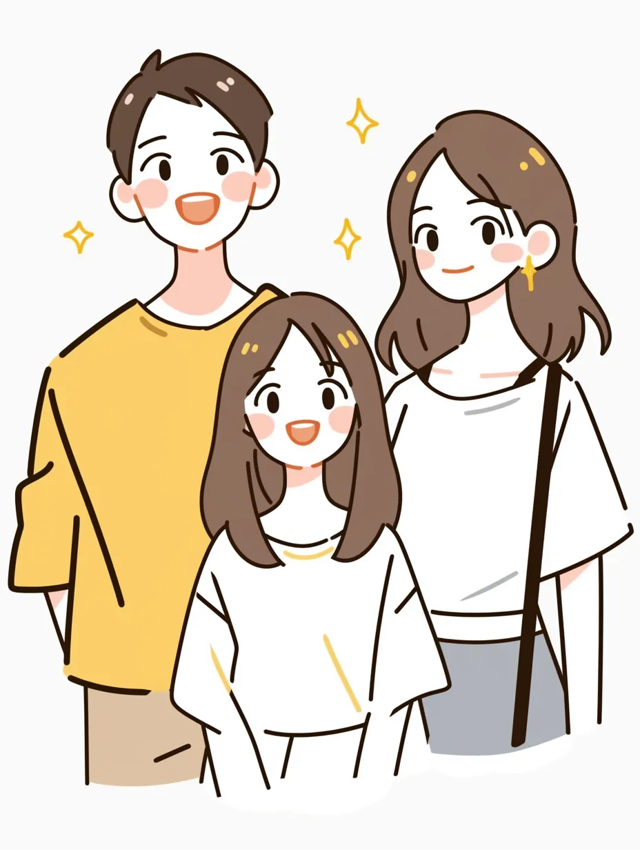 かわいい赤ちゃんを抱いた親子家族イラスト