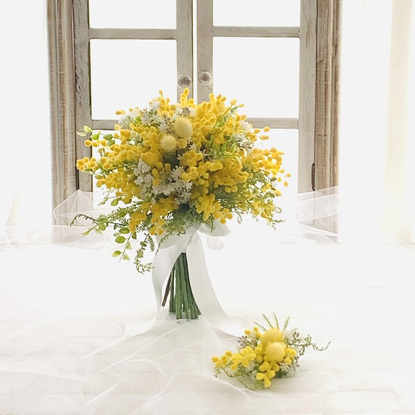 生花 ミモザバスケットブーケ結婚式 フラワー 生花 ブーケ ブートニア– 結婚式準備サイトCORDY コーディ
