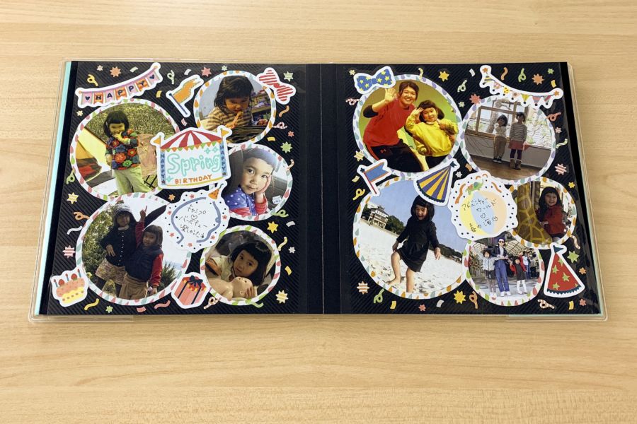 子供が喜ぶレイアウト♪愛知県大府市 家族に贈る♡手作りアルバム。スクラップブッキングdeアルバム作り
