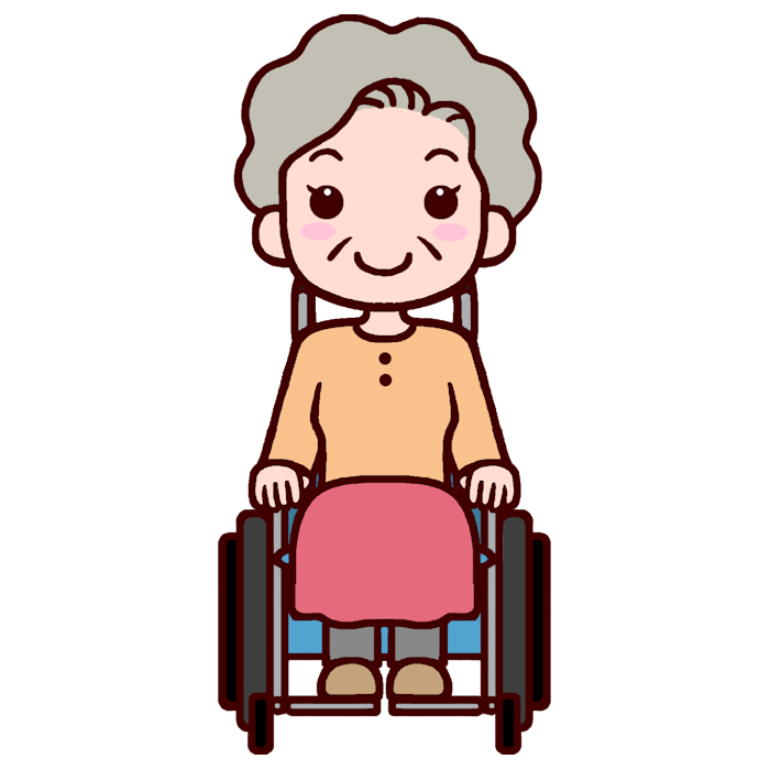 無料素材介護施設の送迎バスを待つおばあちゃんのイラスト