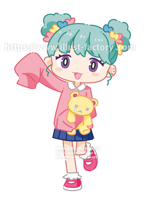 三つ編み レトロなミニキャラの女の子 - Shiromiのイラスト - pixiv