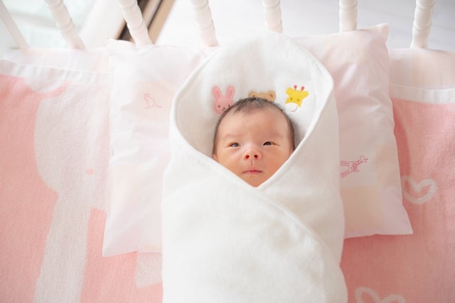 べビー専用 おくるみタオル ピンク