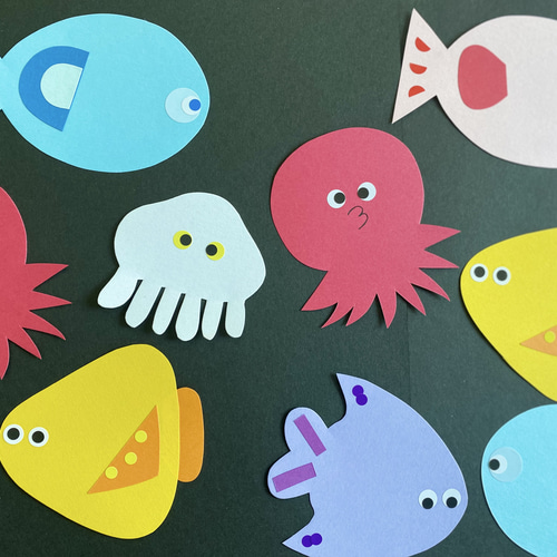 夏 海の生き物 海 魚 水族館 保育園 壁面 7月 8月 5月 6