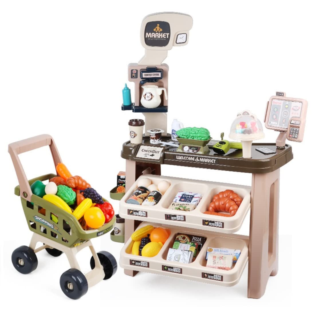 こんばんは。 本日は、 ダイソーの「ごっこ遊びスーパーマーケット 550円 」です。 お買い物ごっこができちゃう、 持ち運べるおもちゃなんです！550円なら十分すぎる中身✨ そして、使い終わったらケースにしまっておける😍！ 息子たちも楽しそうに遊んでいました