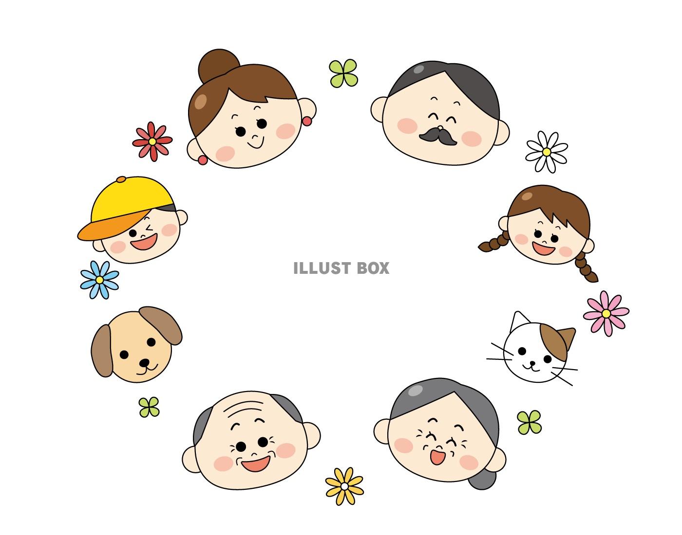 喜んでいる笑顔の3世代家族の可愛いイラスト イラスト素材6600014- フォトライブラリ