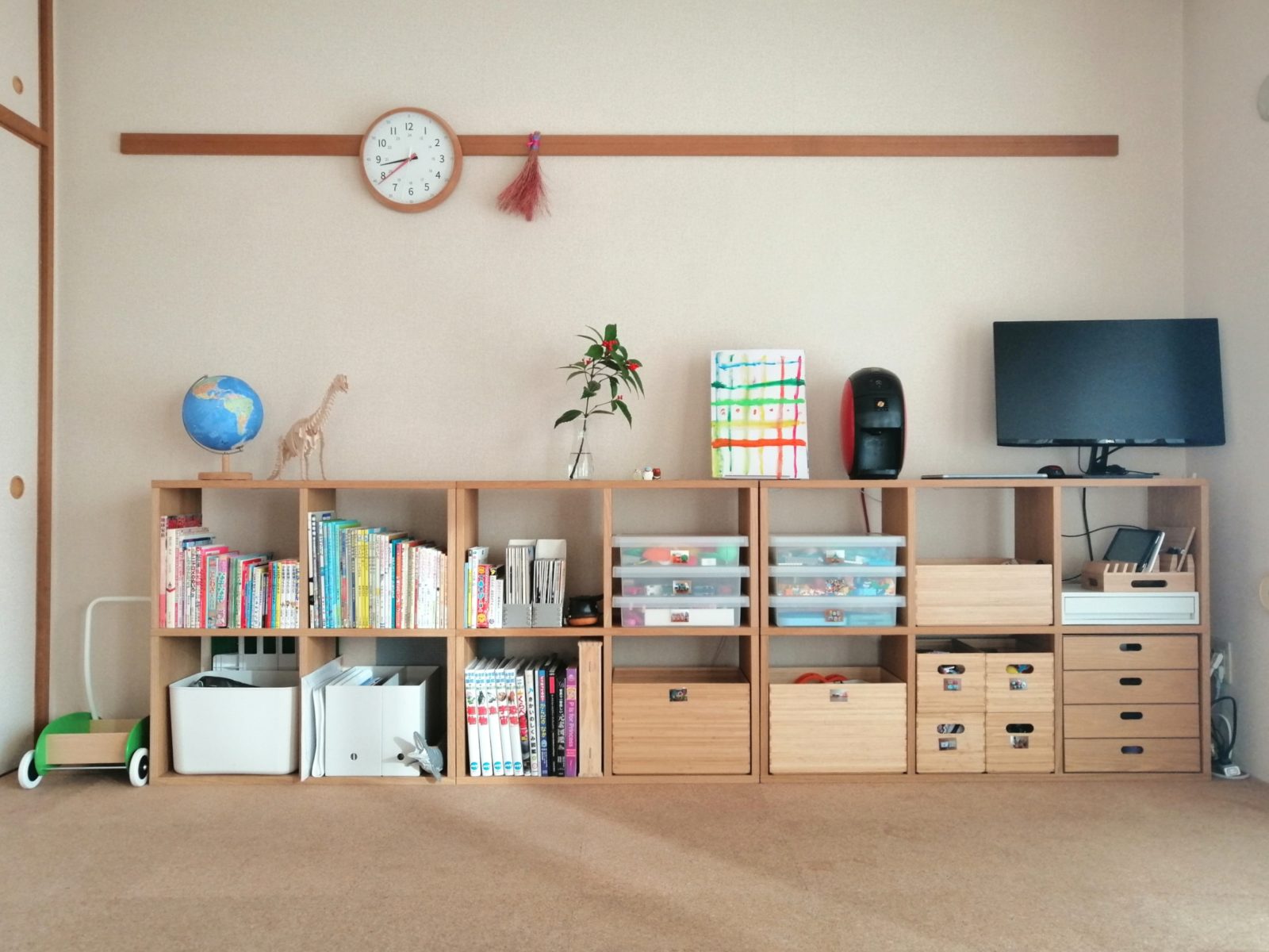 子供部屋 無印良品のスタッキングシェルフ1段5列で絵本＆おもちゃ収納シンプルにバランスよく生きようーメリハリ家計美人