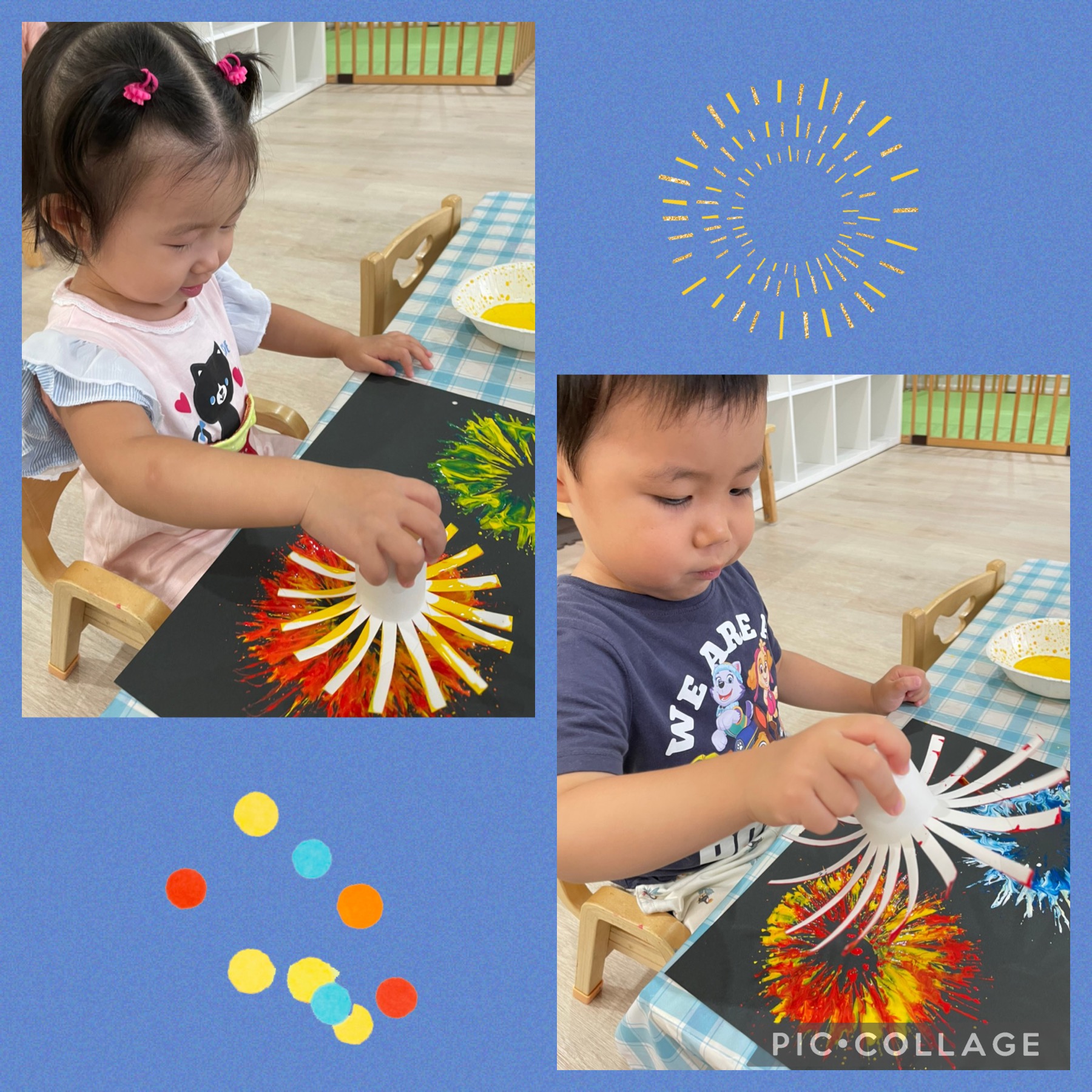 夏の工作 トイレットペーパーの芯で花火！ 3歳児向け