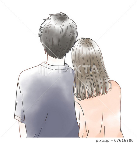 浴衣 カップル 後ろ姿 花火のイラスト素材 - PIXTA