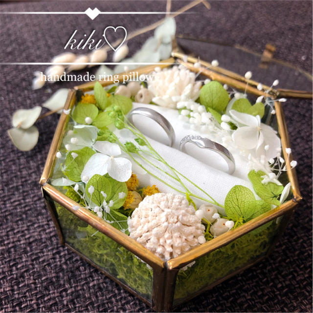リングピロー ＊*botanical Rose for 3rings*＊ ガラスケースEternally