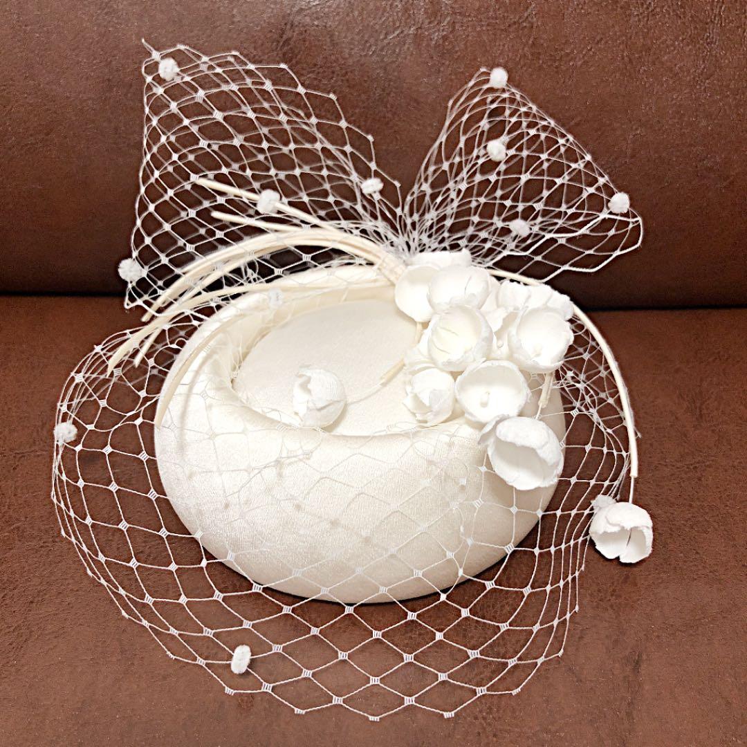 H-168 ウェディング アクセサリー トークハット フラワーレース ブライダル 髪飾りブライダルセレクトショップ Bliss