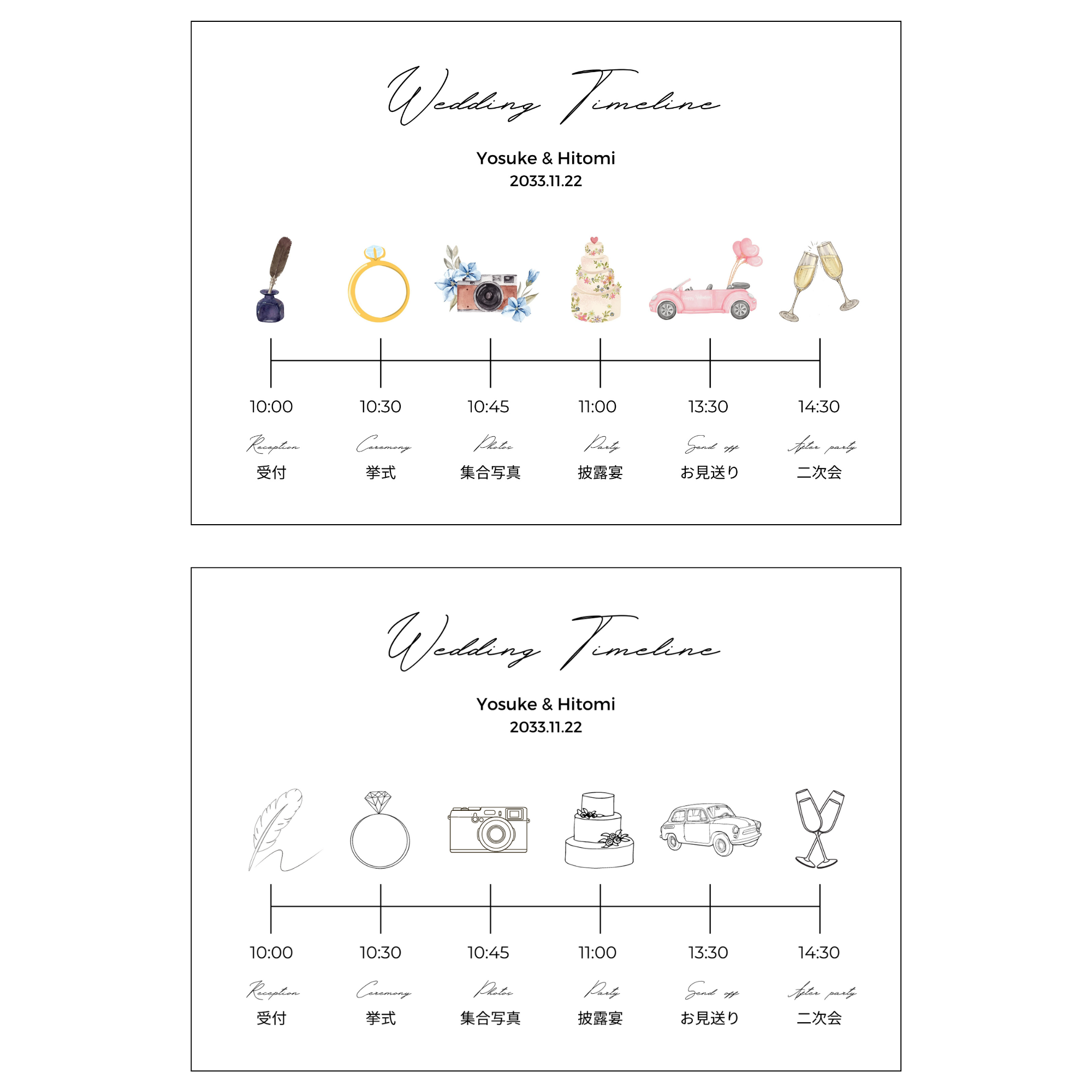 アクリル板で作るウェディングタイムライン テンプレートと作り方ARARS