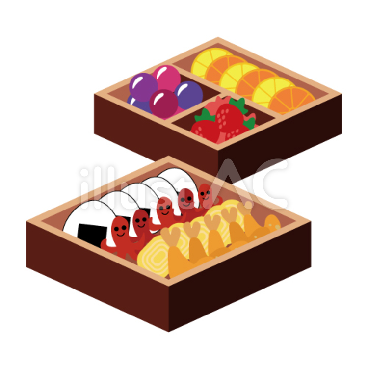 お花見弁当 おにぎりイラストレイン🚂 - イラスト無料素材