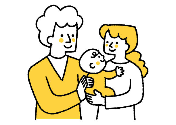フリーイラスト赤ちゃんを抱いたママとパパの三人家族パブリックドメインQ：著作権フリー画像素材集