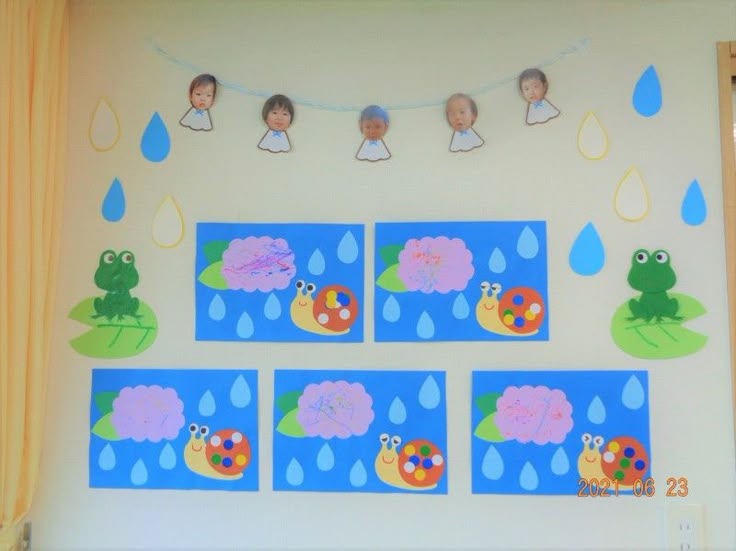 壁面飾り あじさいとてるてる坊主 保育 梅雨 - メルカリ