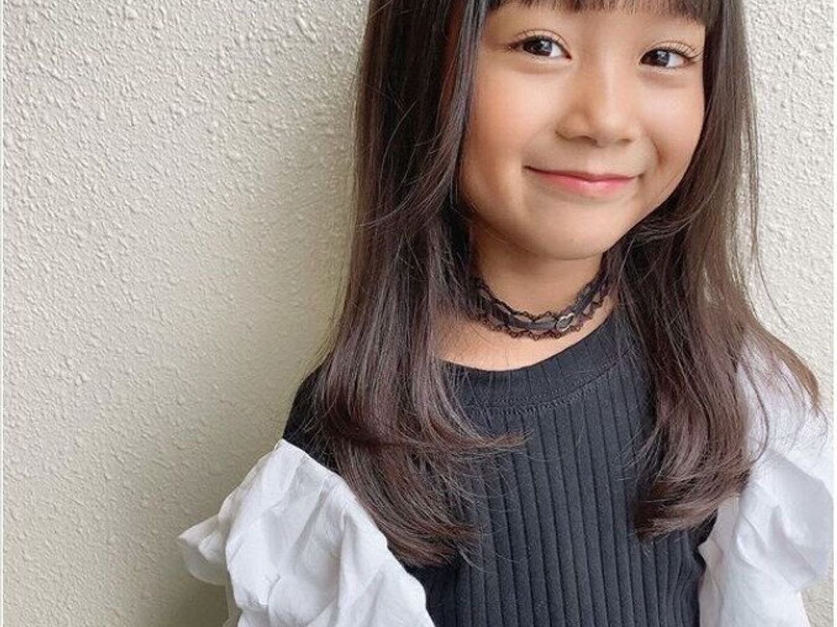 ウルフウルフカット令和ウルフ姫カットぱっつんウルフヘアー女の子の髪型子供の髪型キッズヘアミディアム入園卒園入学式入学卒業チョッキンズキッズ美容室