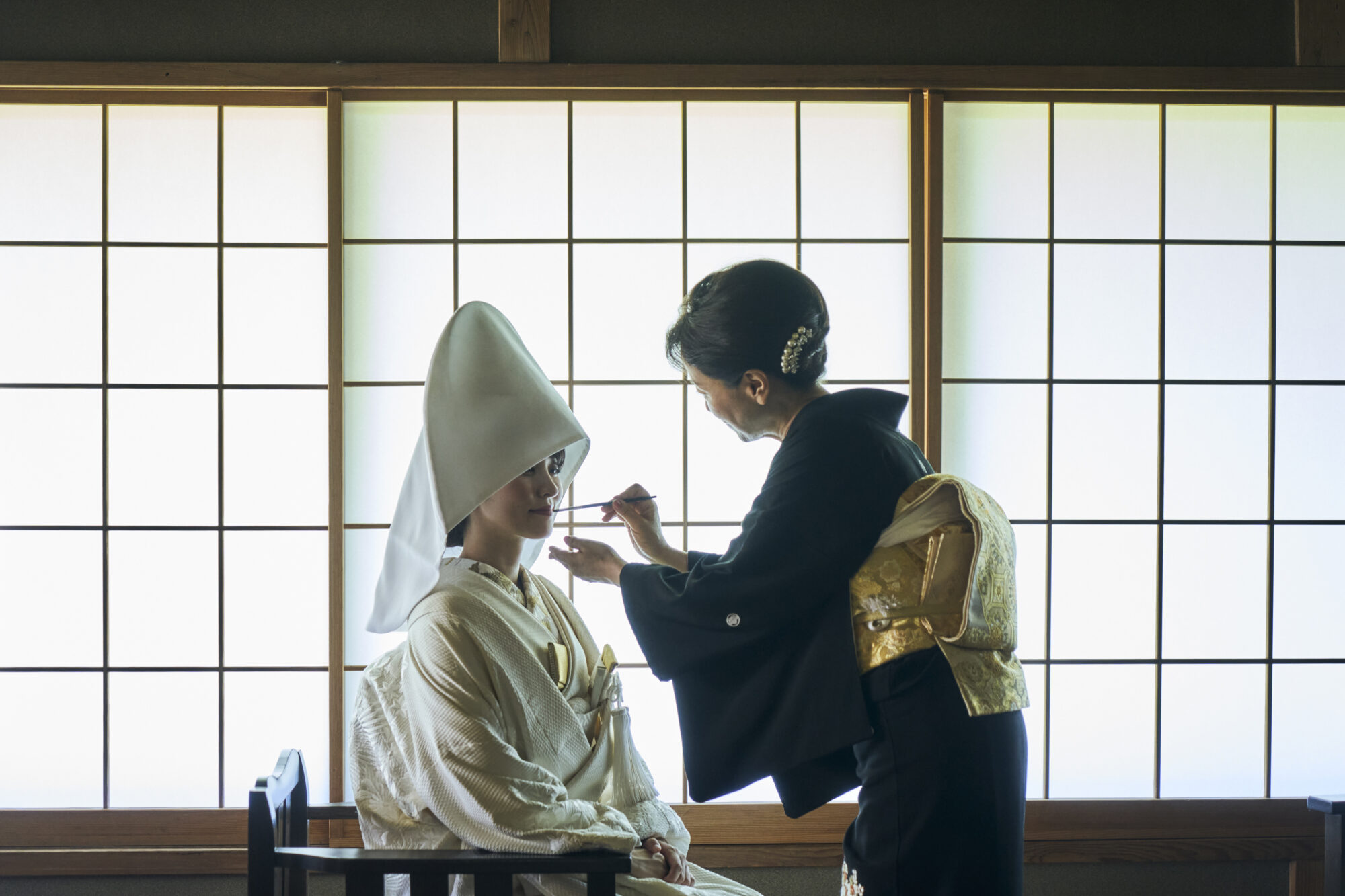 京都市 右京区 梅宮大社 神前挙式 白無垢＋角隠し＆色打掛＋洋髪神前式・和婚専門 ウエディング絆 大阪