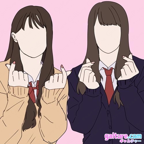 キュンです 指ハート BK-LINE ロングTシャツ デザインTシャツ通販 Tシャツトリニティ