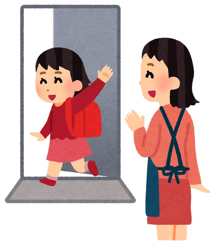 お出かけする女性：イラスト無料