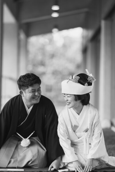 洋髪角隠しに花飾りを添えて』和装の着付け・レンタル衣装・七五三・成人式の着付けはブライダルカ・レーンへ