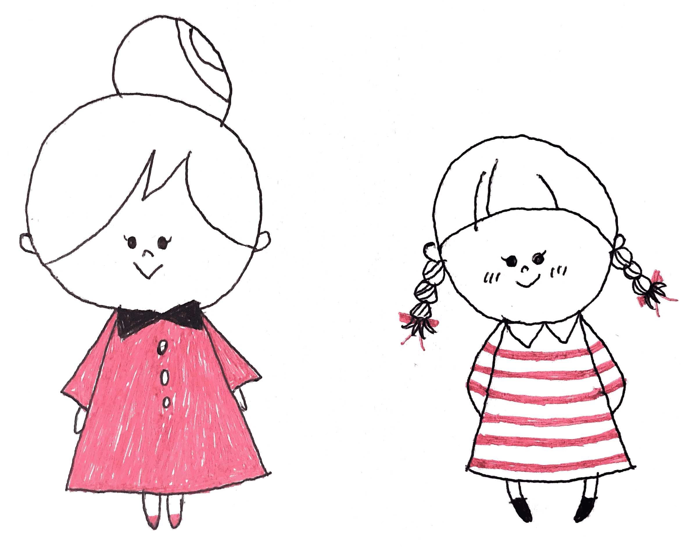 一つ結びのゆるくて可愛い女の子の無料 フリー イラストかわいい手描きの無料素材「てがきっず」保育園・小学校・介護施設にぴったりのフリー素材イラスト