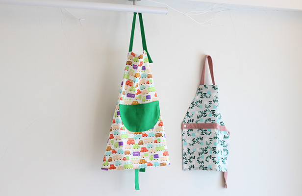 縫い代付き 親子お揃いギャザーエプロン型紙 商用可能