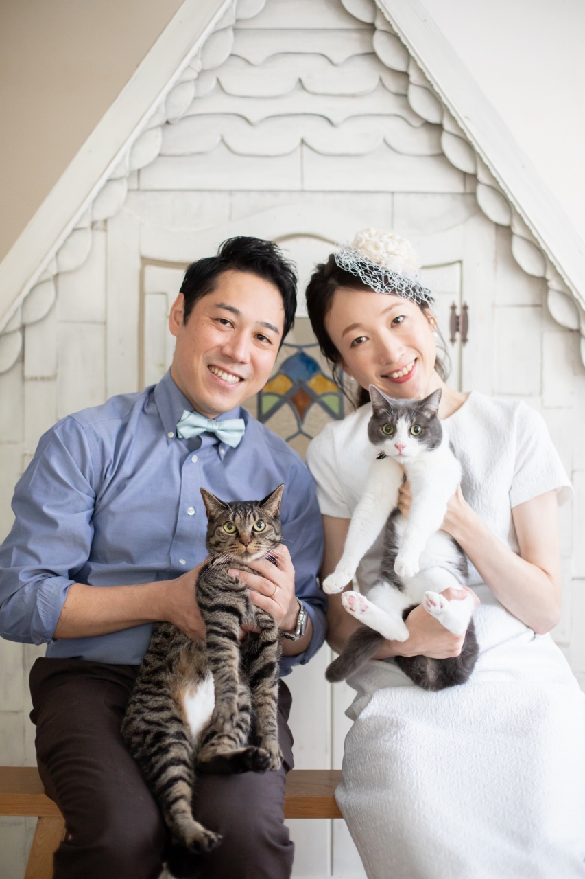 スタジオで猫と一緒に前撮り撮影ROCK GARDEN STUDIO