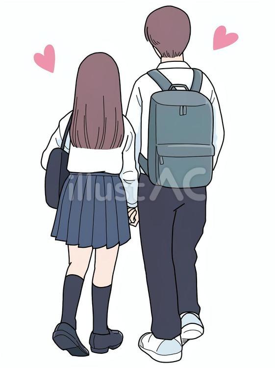カップル 後ろ姿イラスト無料イラスト・フリー素材なら「イラストAC」