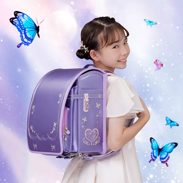 楽天市場 ランドセル 刺繍入り 女の子 可愛い 軽い 小学生 1年生から6年生 入学祝い 入学準備 リュック 撥水 通学バッグ ハート イラストおしゃれ 色選べる 人気 流行り パープル 紫 ピンク マゼンタ 新品未使用品 速達発送 : 速達100 ランドセル 新品未使用 ピンク