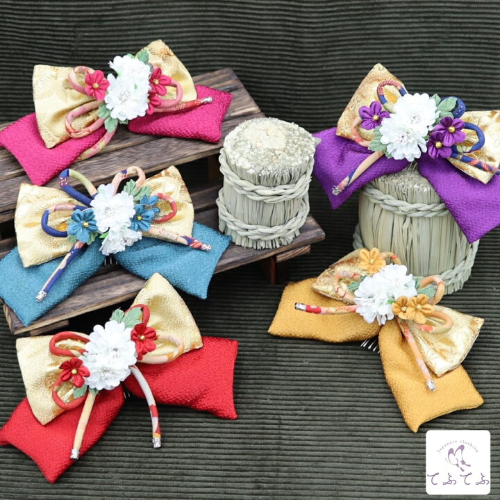 Amazon.co.jp: 髪飾り リボン 卒業式 袴 赤 金 紫 紐 ハーフアップ ボブ 大学生 小学生 : ファッション