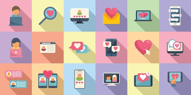 マッチングアプリ・出会い系 利用する男女のイメージ・アイコン セット - ピンク系カラーのイラスト素材86420979- PIXTA
