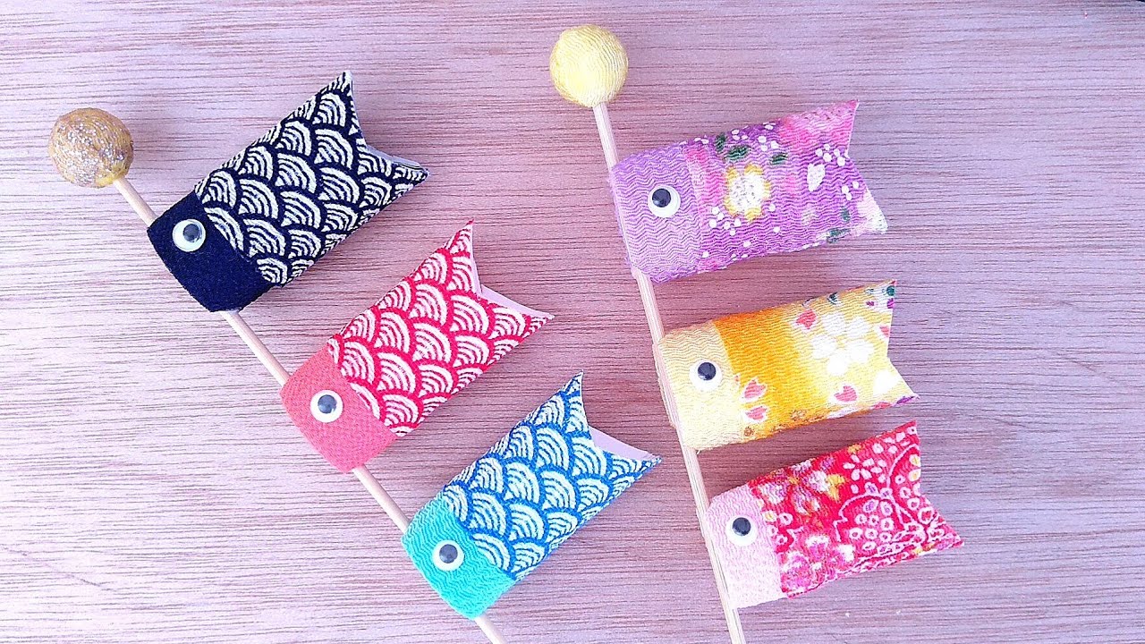 簡単 🎏こいのぼりの作り方🎏 切って貼るだけ✨ How to make carp-shaped streamers - YouTube