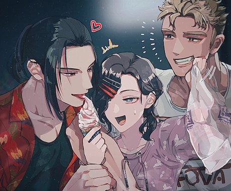 アイコン オーダー ミニキャラ 夢絵 ペア画 イラスト SNSアイコン