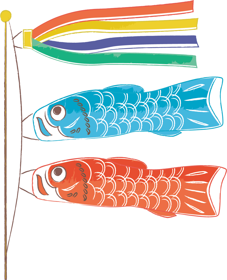 空を泳ぐ鯉のぼりのイラスト＜こどもの日・端午の節句・5月5日・5月・春・イベント・年中行事・男の子・お祝い＞子供の日に使えるワンポイントカット無料 イラスト素材TemplateBox